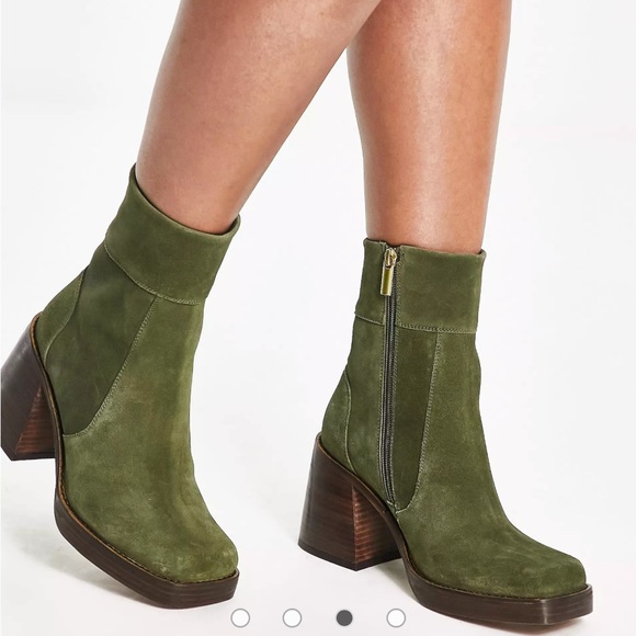ISO these Asos Region suede mid-heel boots in khaki - Picture 3 of 3